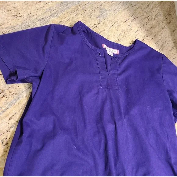 Women's S Small Koi by Kathy Peterson Purple Srub Top - Picture 5 of 12